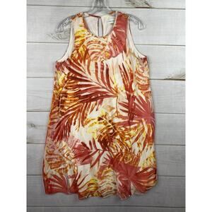 Calvin Klein Dress Womens 8 Orange Floral Sleeveless Sundress Beach Lined Shift